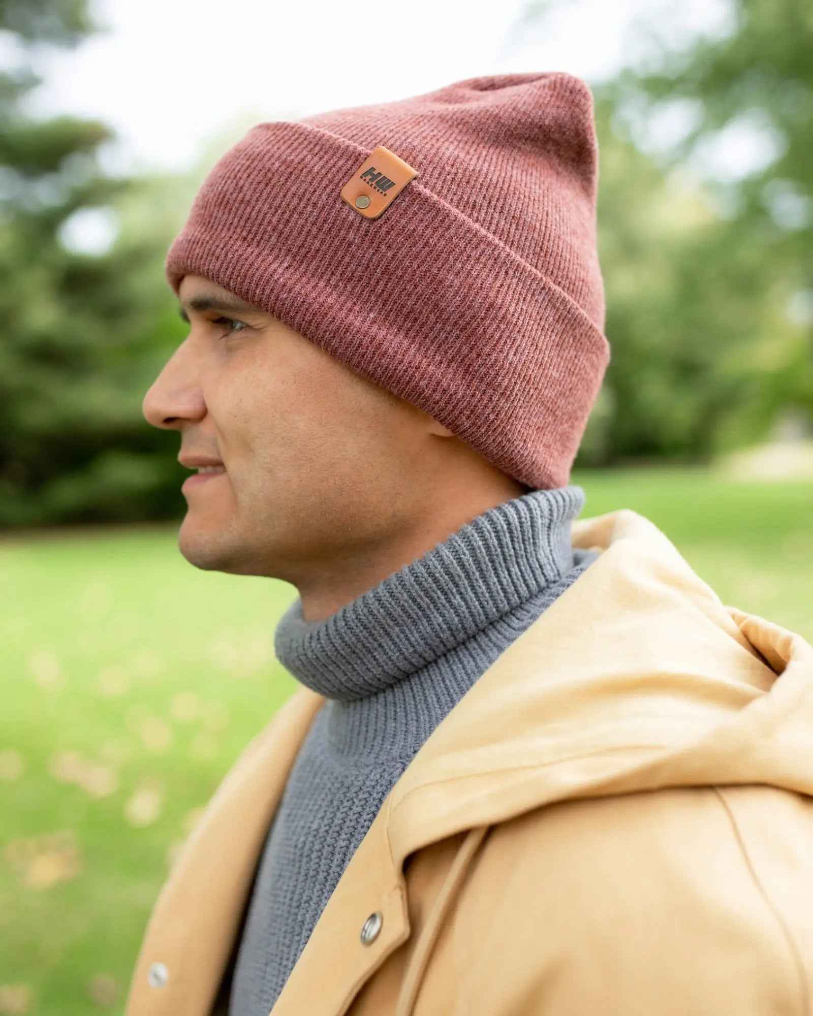 NEW HAAKWEAR H-Stitch Cuffed Beanie - Designed and Made in USA (Patented Design) - Rusty Burgundy.