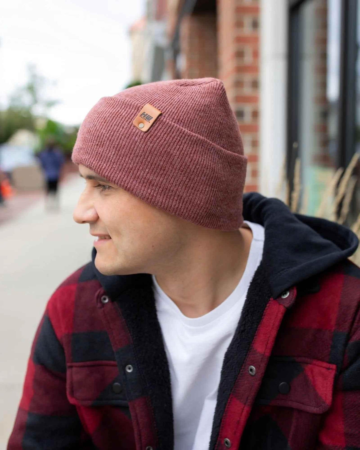 NEW HAAKWEAR H-Stitch Cuffed Beanie - Designed and Made in USA (Patented Design) - Rusty Burgundy - HAAKWEAR USA