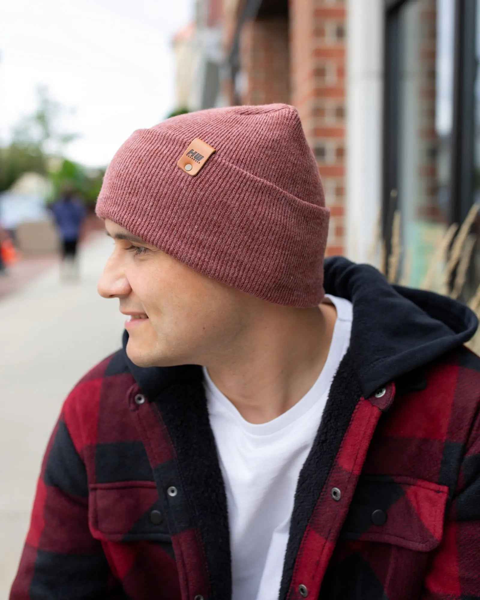 NEW HAAKWEAR H-Stitch Cuffed Beanie - Designed and Made in USA (Patented Design) - Rusty Burgundy.