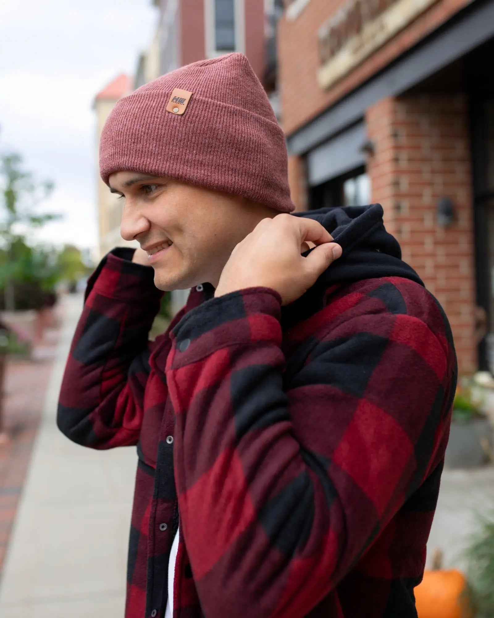 NEW HAAKWEAR H-Stitch Cuffed Beanie - Designed and Made in USA (Patented Design) - Rusty Burgundy.