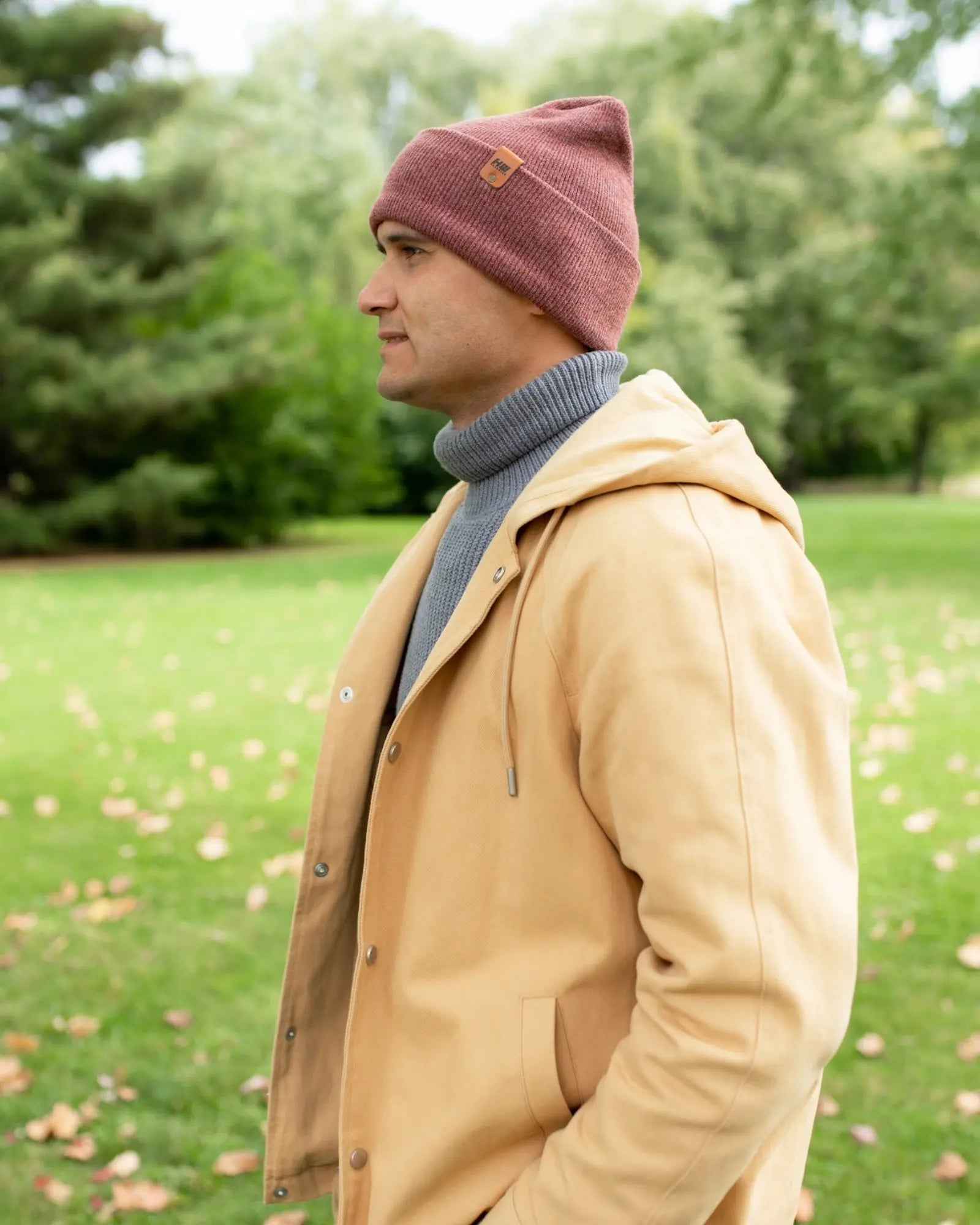 NEW HAAKWEAR H-Stitch Cuffed Beanie - Designed and Made in USA (Patented Design) - Rusty Burgundy.