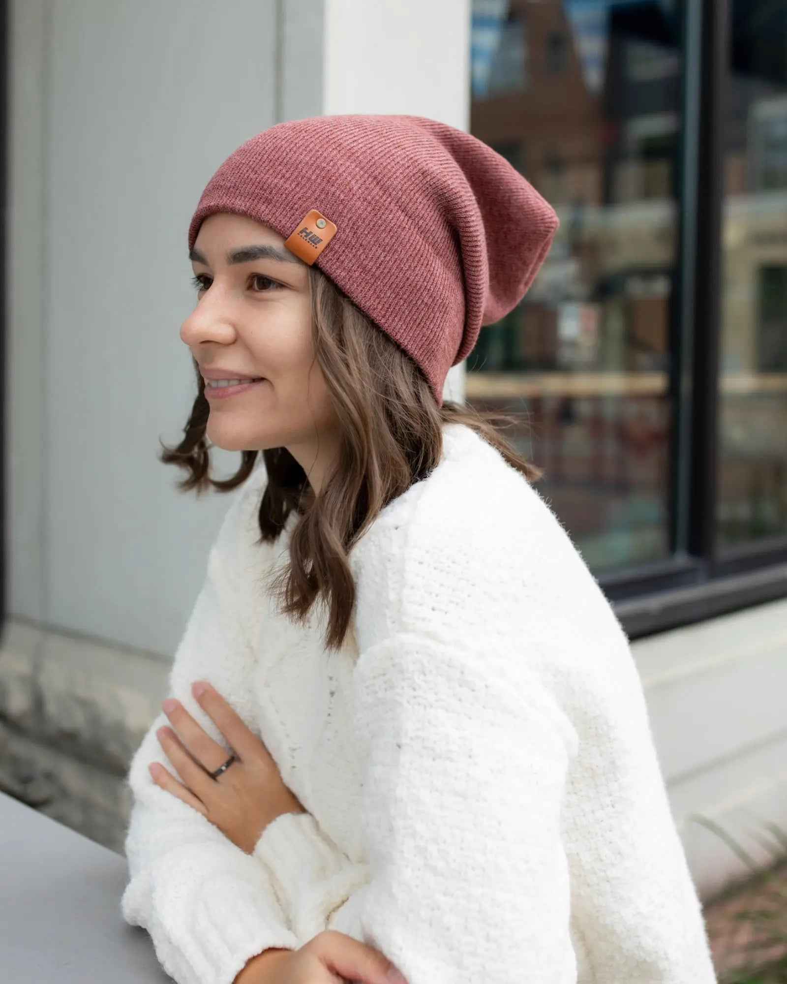 NEW HAAKWEAR H-Stitch Cuffed Beanie - Designed and Made in USA (Patented Design) - Rusty Burgundy.