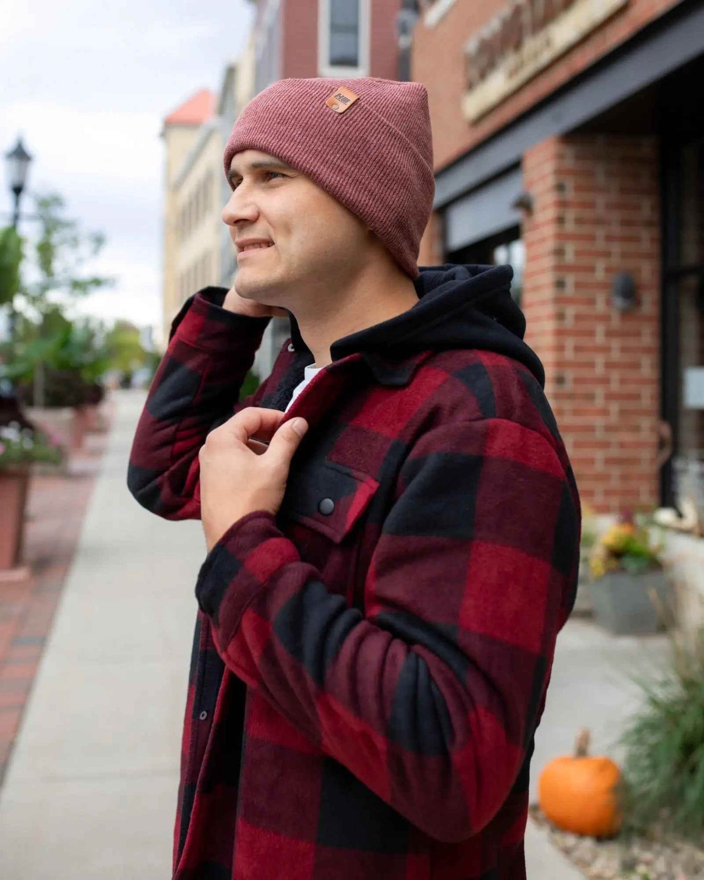 NEW HAAKWEAR H-Stitch Cuffed Beanie - Designed and Made in USA (Patented Design) - Rusty Burgundy - HAAKWEAR USA