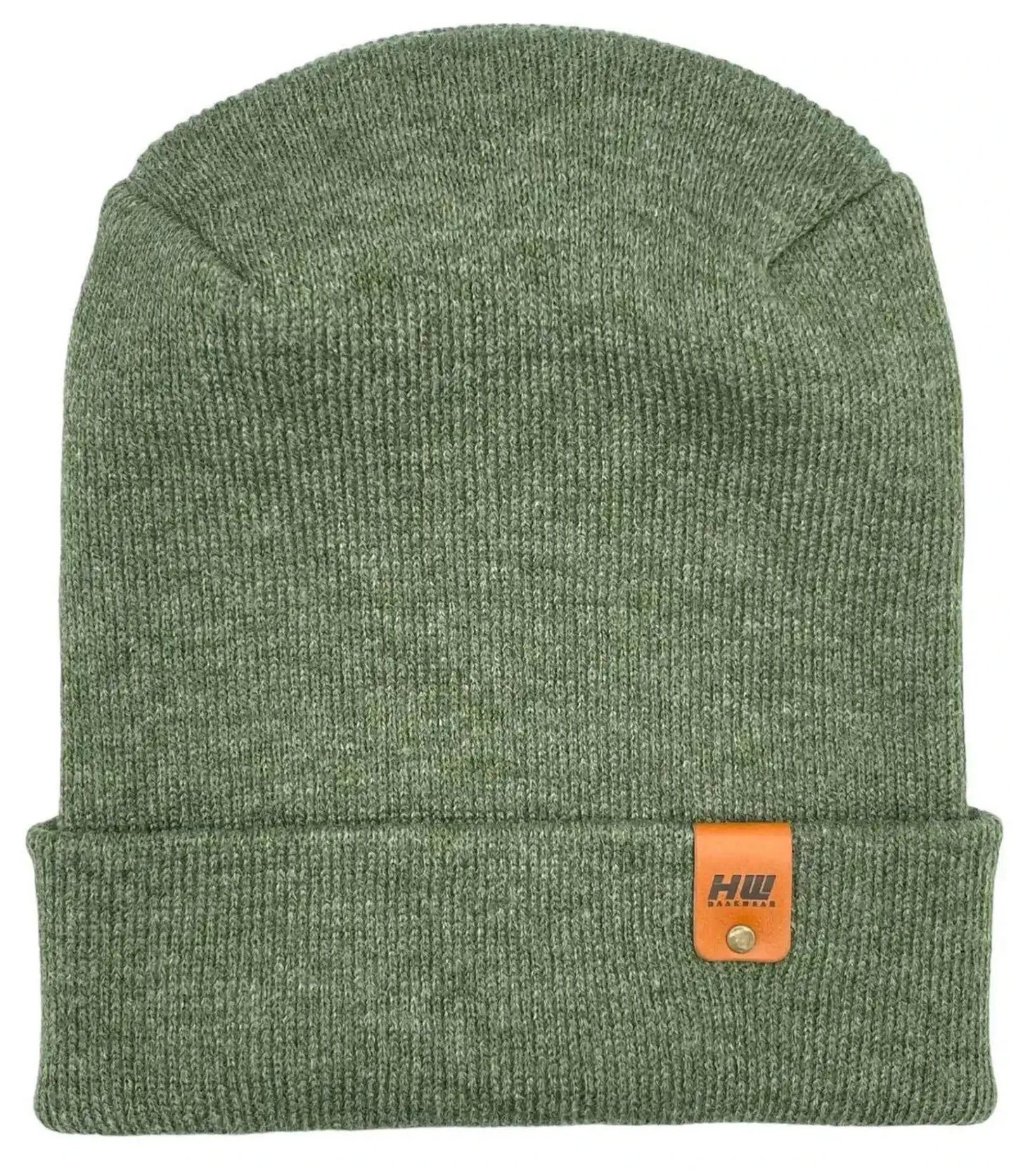 Koala gray knit cuffed beanie with rectangular logo patch on cuff