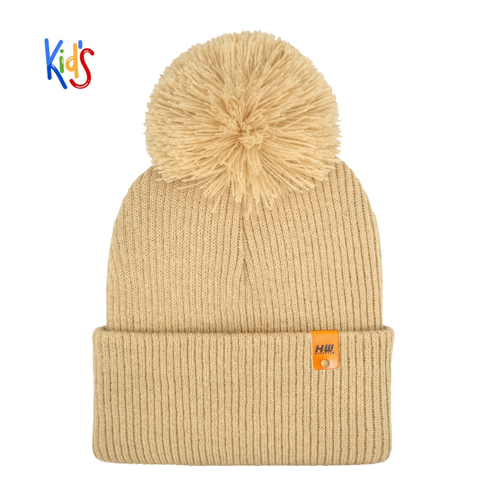 HW Pom Pom Kids Knit Beanies, Soft, Warm & Made in USA Winter Hat