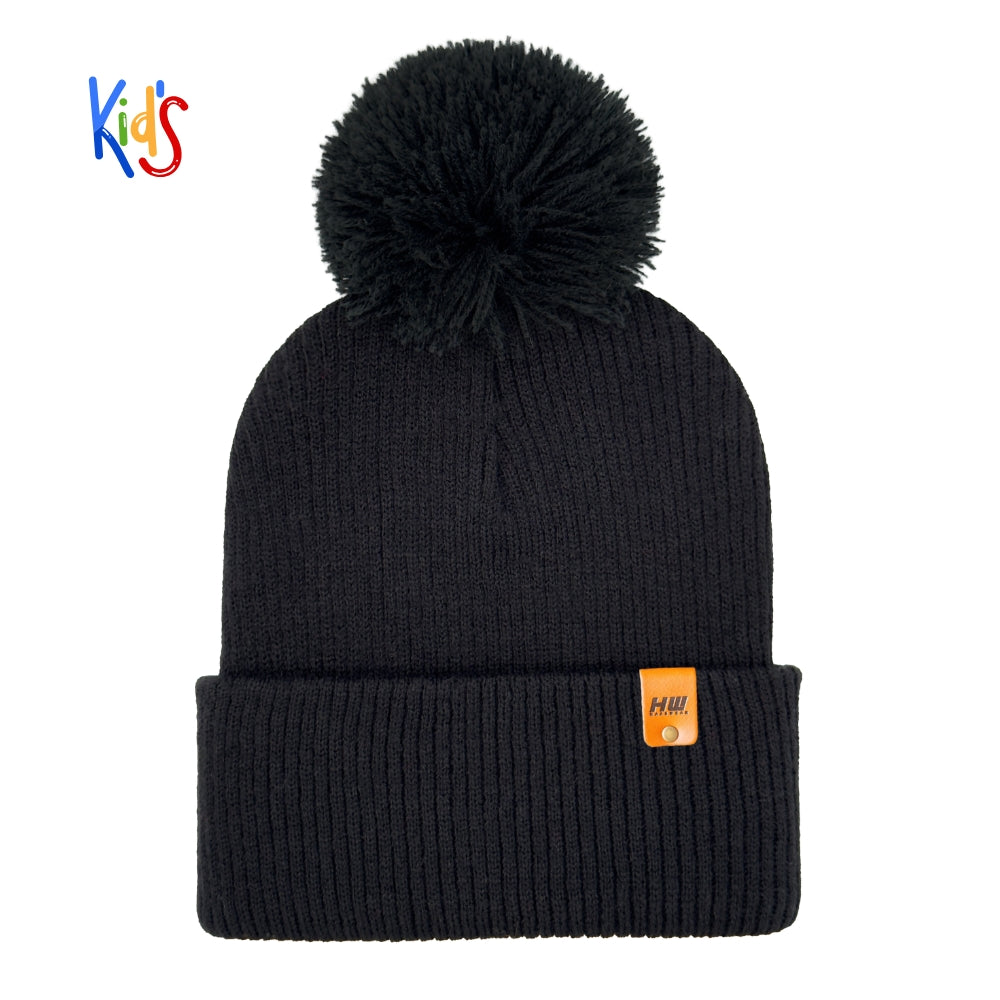 HAAKWEAR Traditional Pom Pom Kids Knit Beanies, Soft, Warm & Made