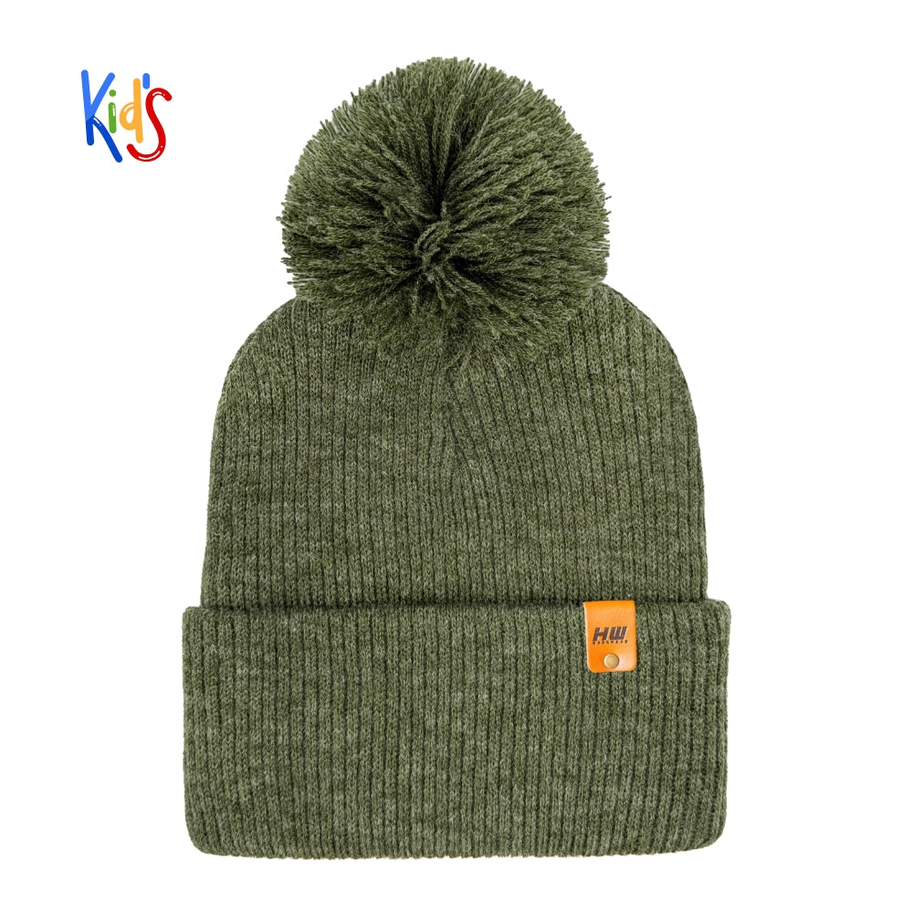 Haakwear Traditional Pom Pom Kids Knit Beanie. Soft, Warm & Made
