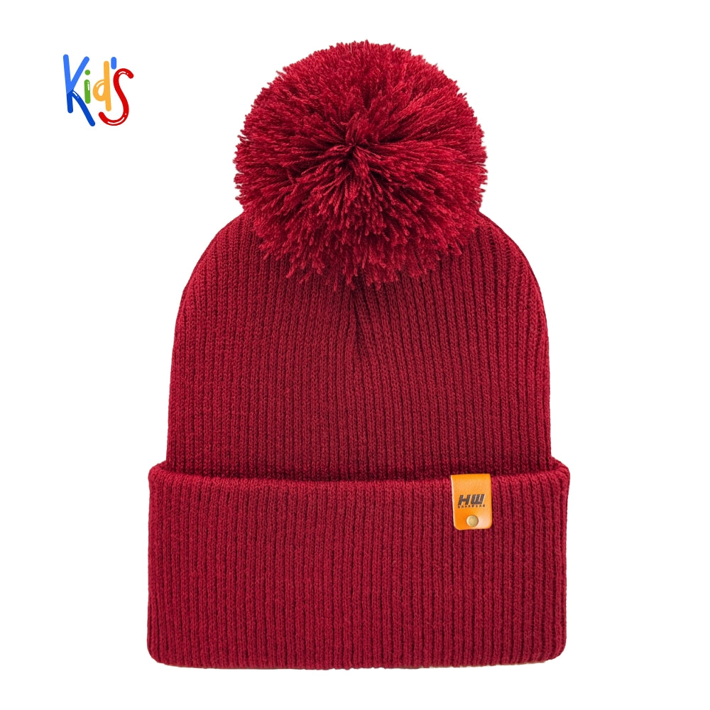 HW Pom Pom Kids Knit Beanies, Soft, Warm & Made in USA Winter Hat