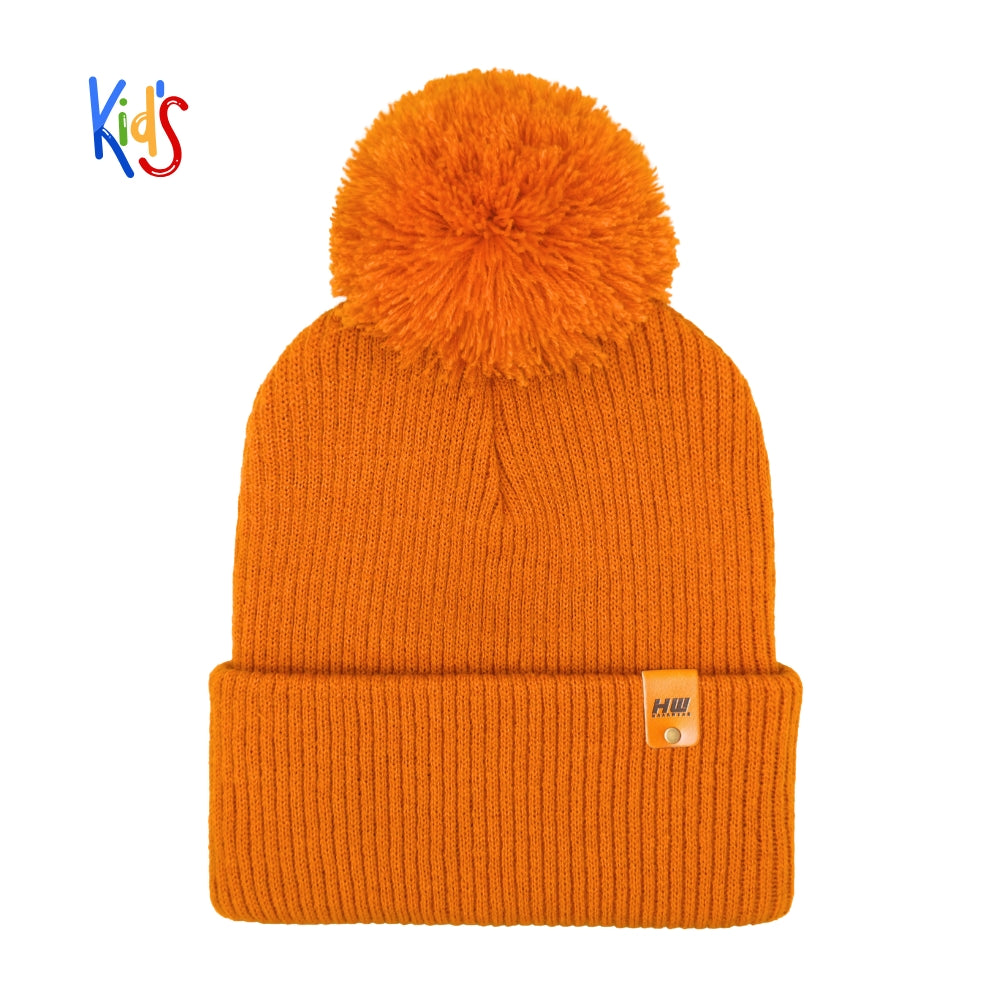 HW Pom Pom Kids Knit Beanies, Soft, Warm & Made in USA Winter Hat
