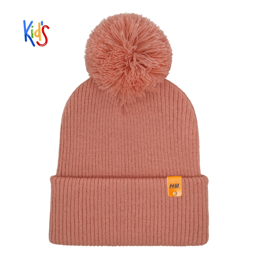 HW Pom Pom Kids Knit Beanies, Soft, Warm & Made in USA Winter Hat