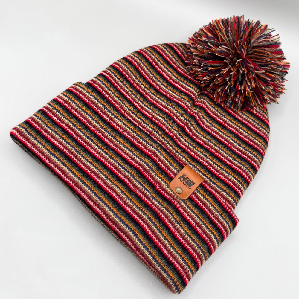 Haakwear Traditional Pom Pom Beanie, Multi Color Knit Winter Hat, Made in USA - HAAKWEAR USA - Made in USA Beanies
