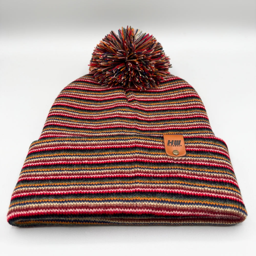 Haakwear Traditional Pom Pom Beanie, Multi Color Knit Winter Hat, Made in USA - HAAKWEAR USA - Made in USA Beanies