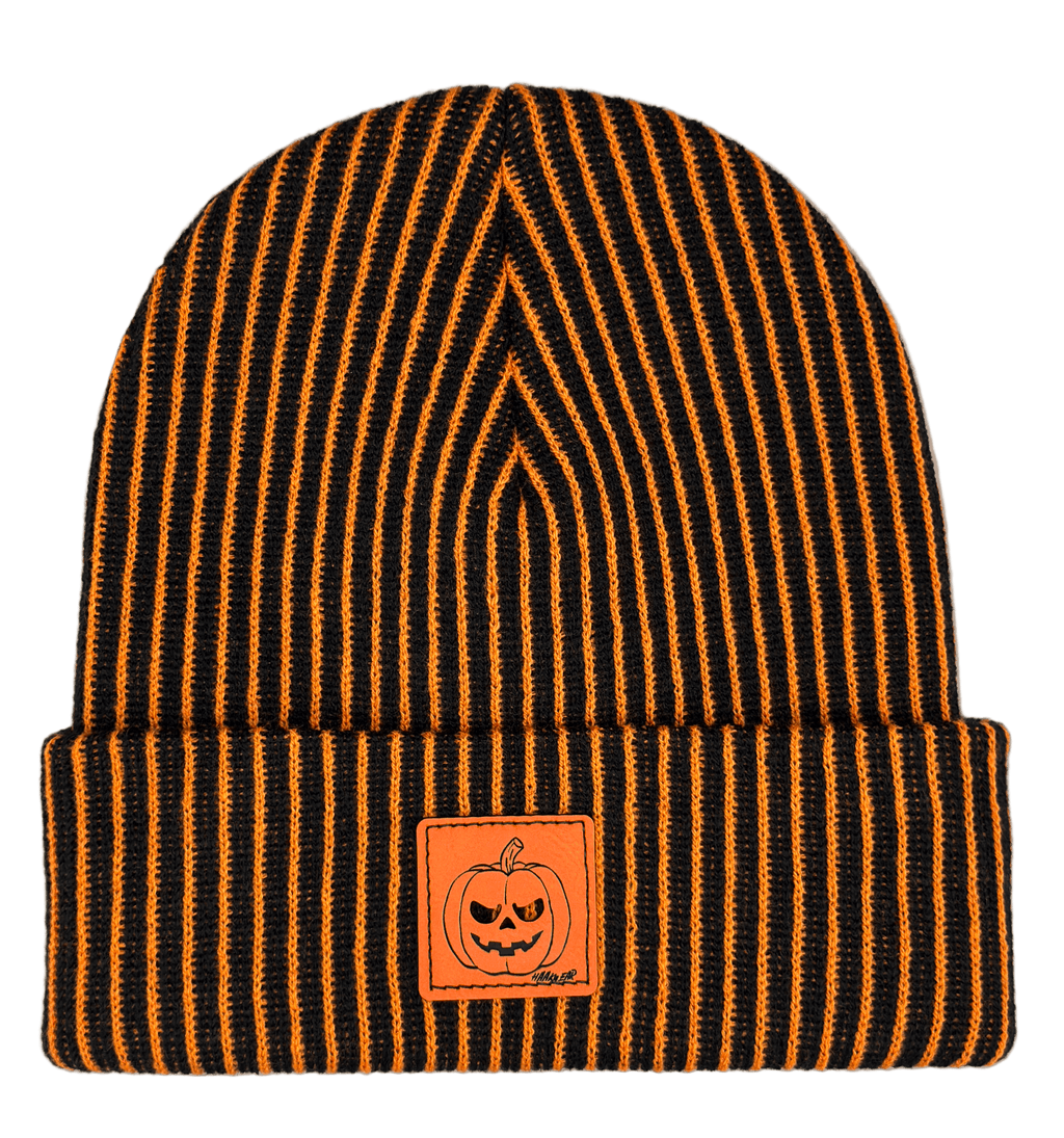 Halloween Beanie – Striped Black & Orange Pumpkin Patch, Haakwear Exclusive | Made in USA - HAAKWEAR USA