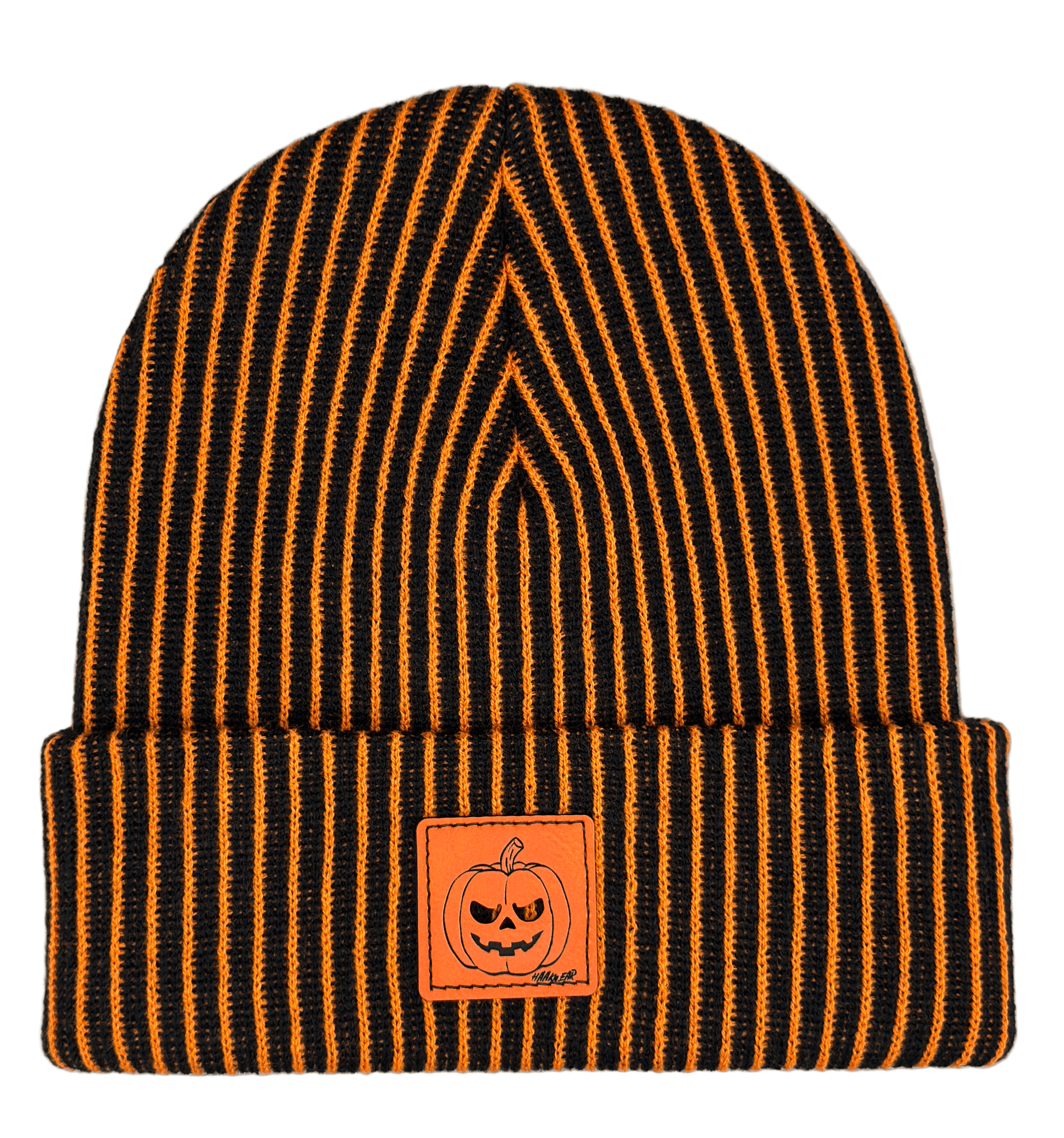 Halloween Beanie – Striped Black & Orange Pumpkin Patch, Haakwear Exclusive | Made in USA - HAAKWEAR USA