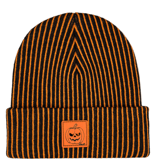 Halloween Beanie – Striped Black & Orange Pumpkin Patch, Haakwear Exclusive | Made in USA - HAAKWEAR USA