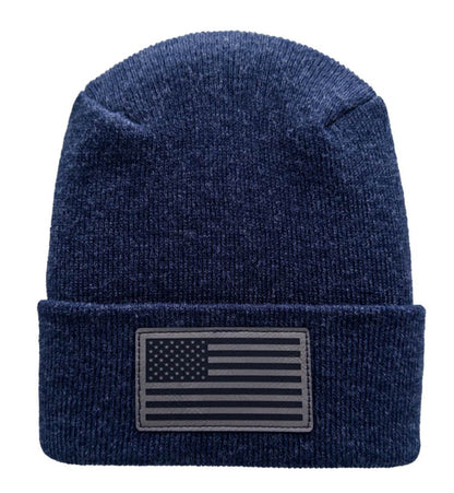 American Flag Beanie - H-Stitch Circular Knit Cuffed Beanie - Patented Design and Made in USA - HAAKWEAR USA