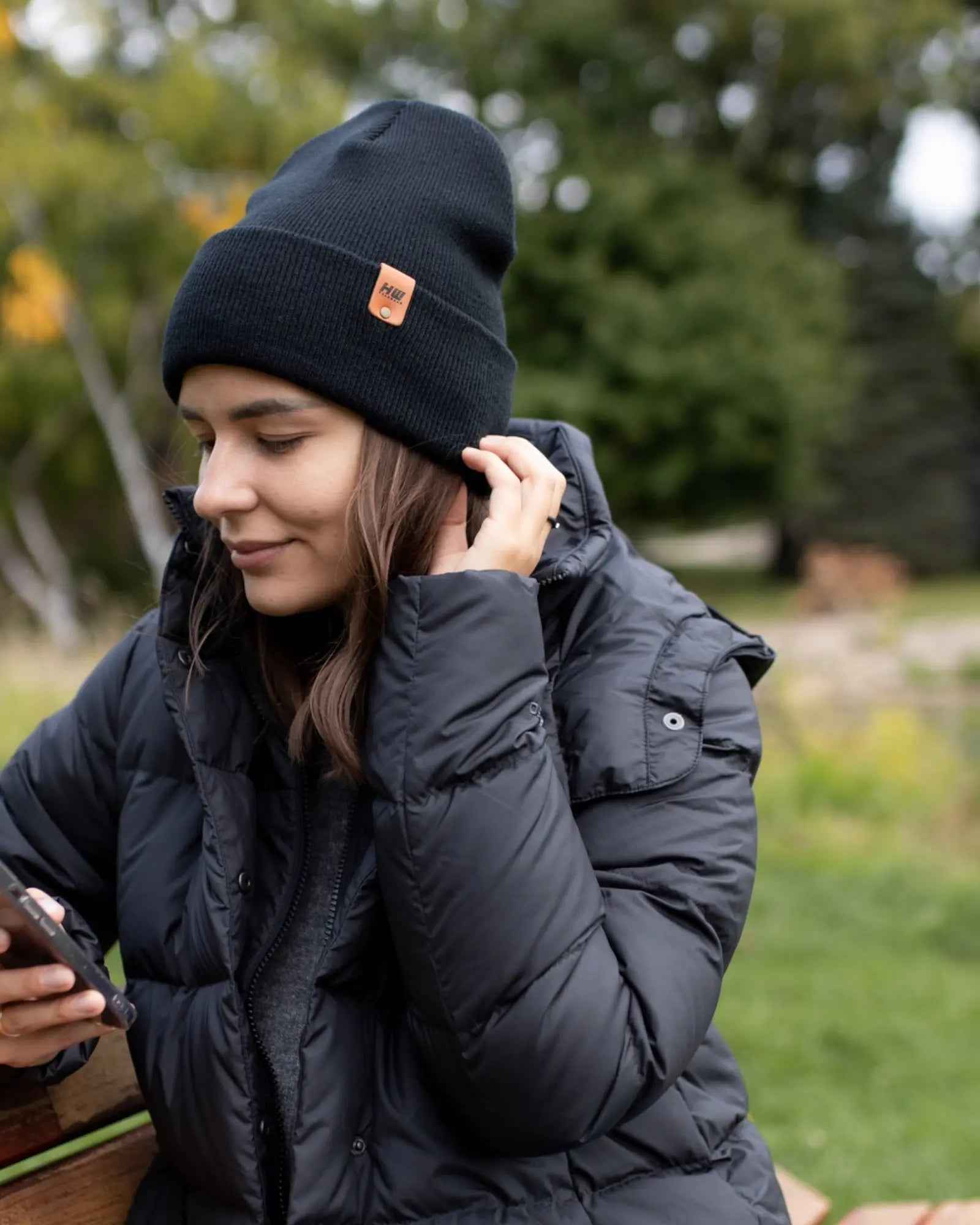 HAAKWEAR Midnight Black Beanie Hat - Classic Cuffed Knit - Made in USA - Midnight Black - Beanie