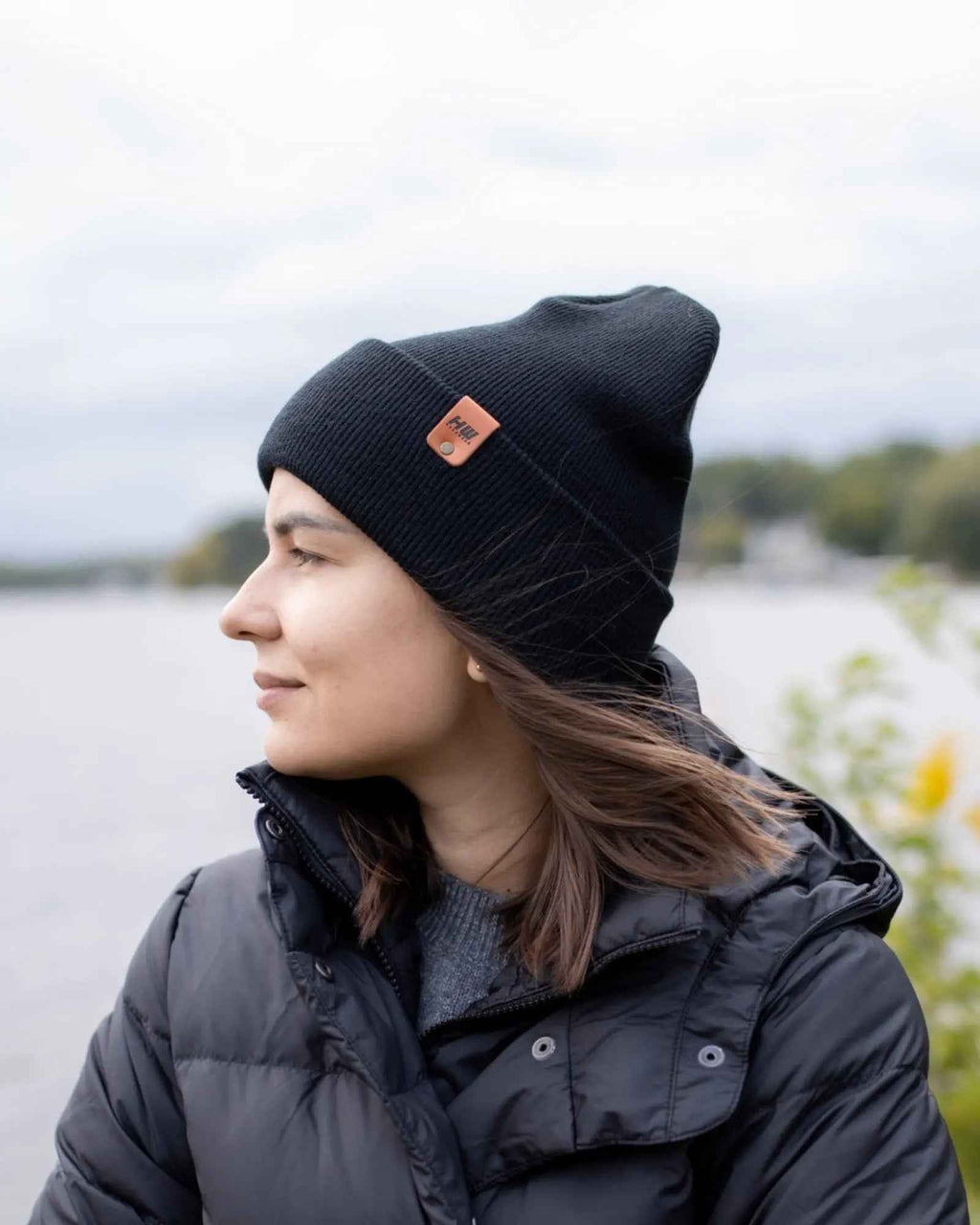 HAAKWEAR Midnight Black Beanie Hat - Classic Cuffed Knit - Made in USA - Midnight Black - Beanie